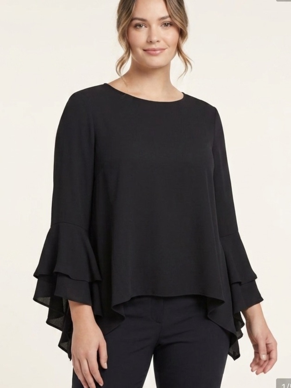 Vince Camuto Black Ruffle Sleeve Blouse